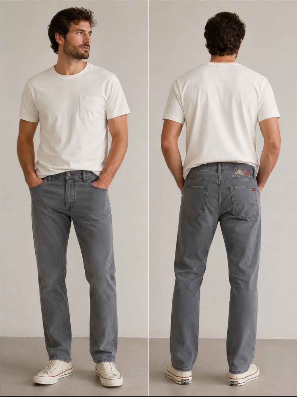 Faherty Slim Straight Jeans in Charcoal Gray